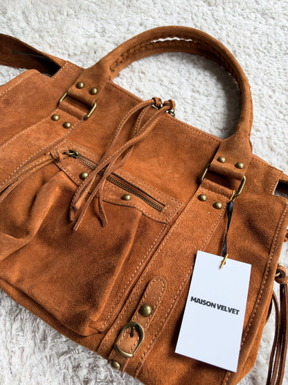 Sac City L - Camel en daim