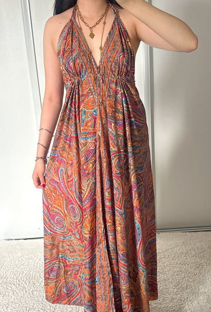 Robe bohème - Orange/ bleu