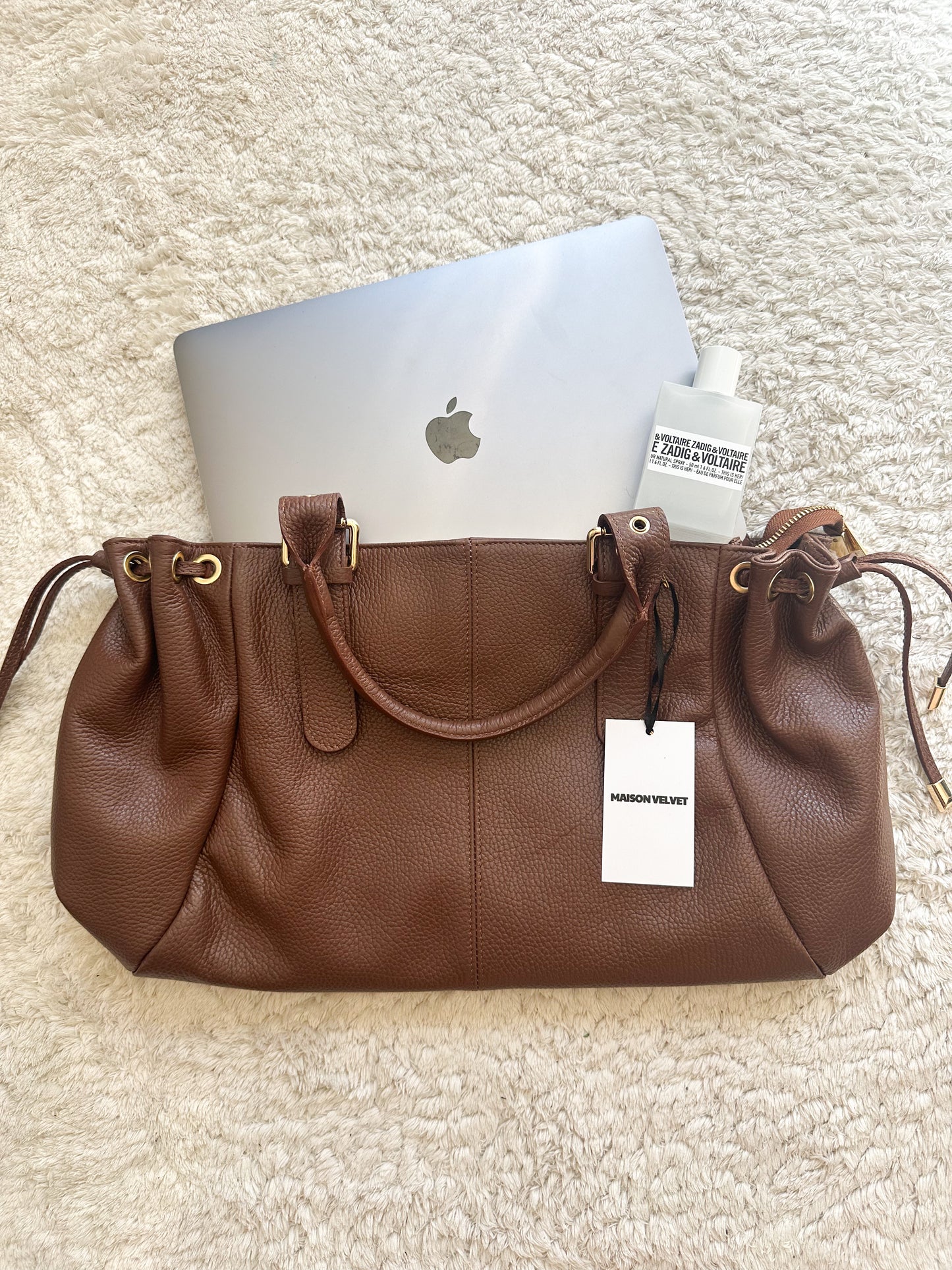 Sac Stockholm L - Marron cuir grainé