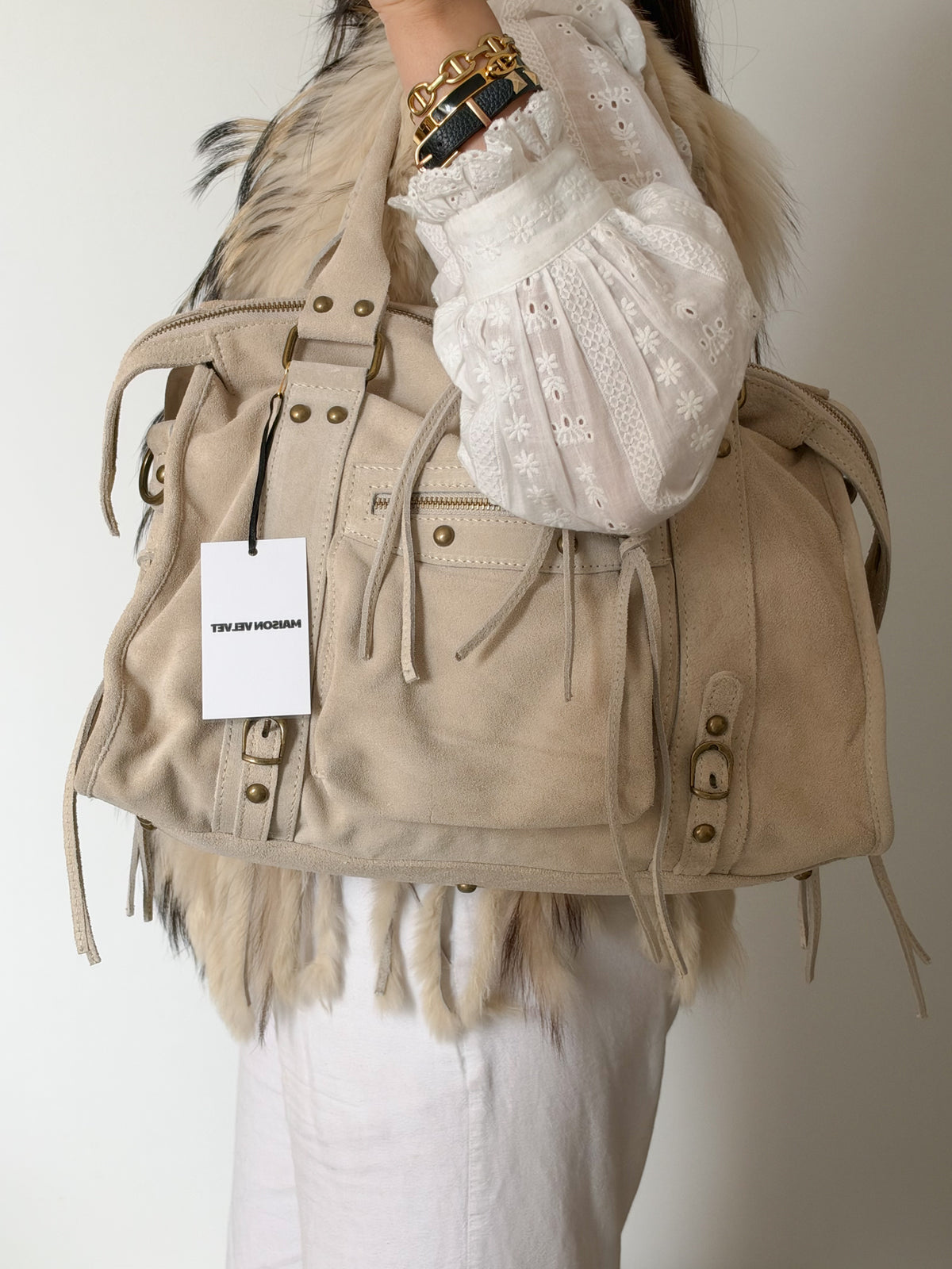 Sac City L - Light taupe suede