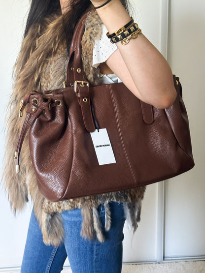 Sac Stockholm L - Marron cuir grainé