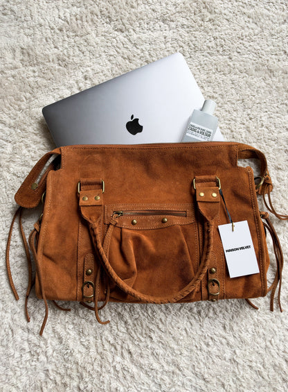 Sac City L - Camel en daim