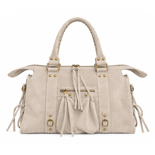 Sac City L - Taupe clair en daim