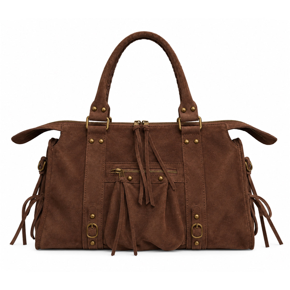 Sac city L - marron en daim