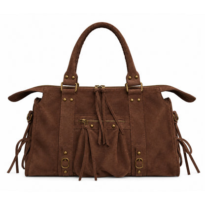 Sac city L - marron en daim