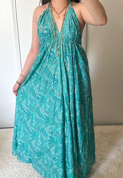 Bohemian dress - turquoise green