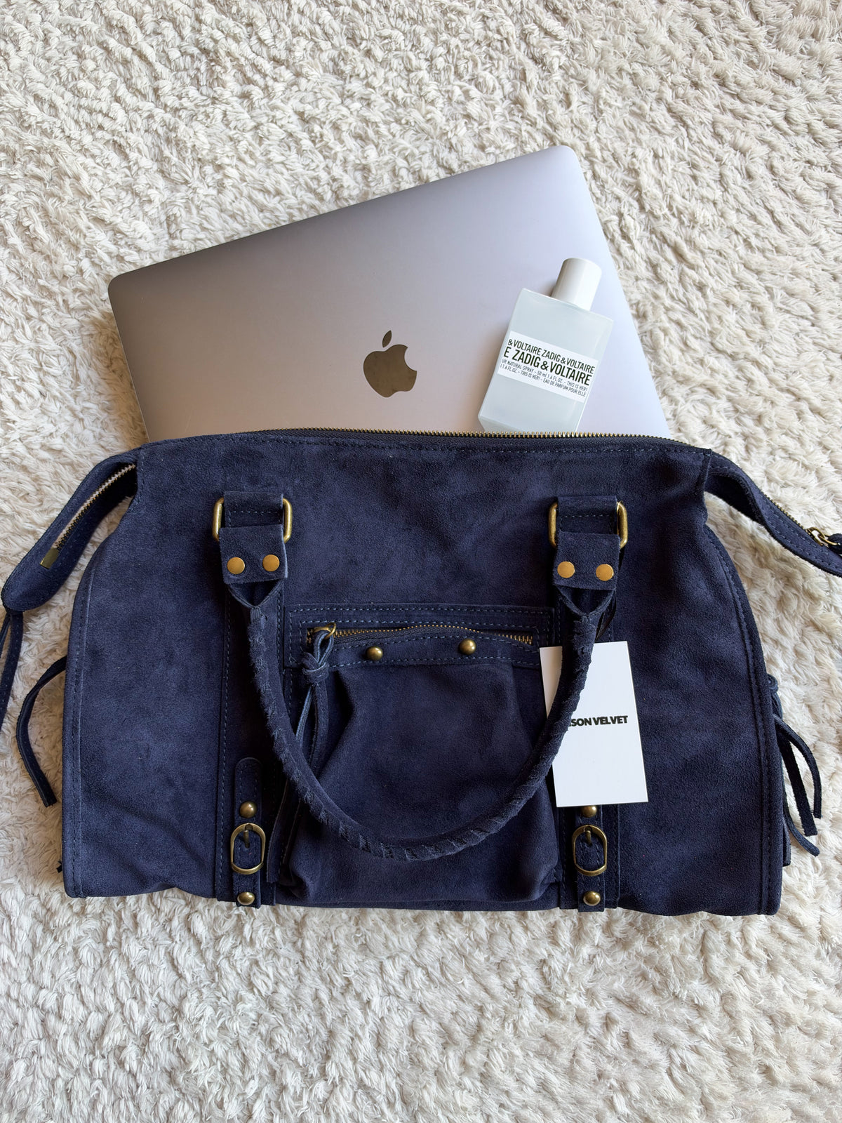 Sac City - Bleu marine en daim