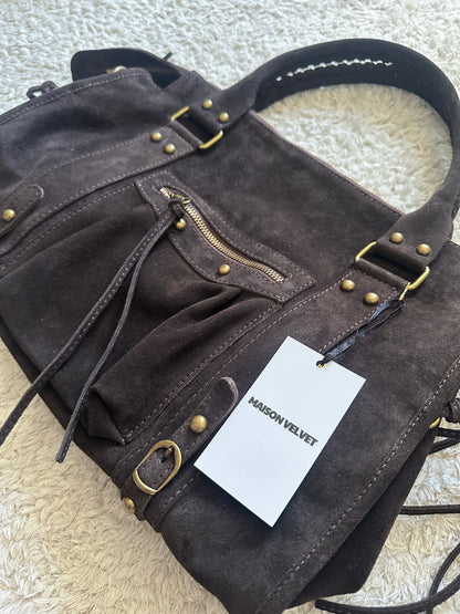 Sac City L - Marron chocolat en daim