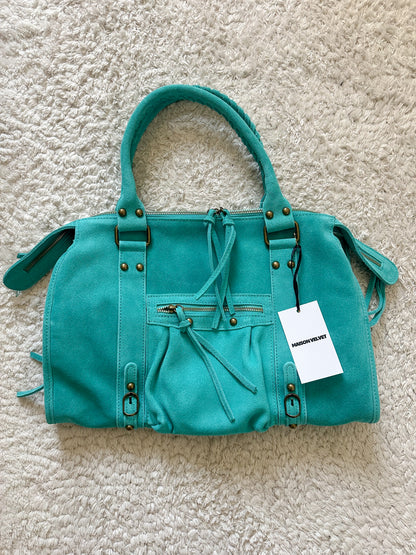 Sac city L - Turquoise en daim