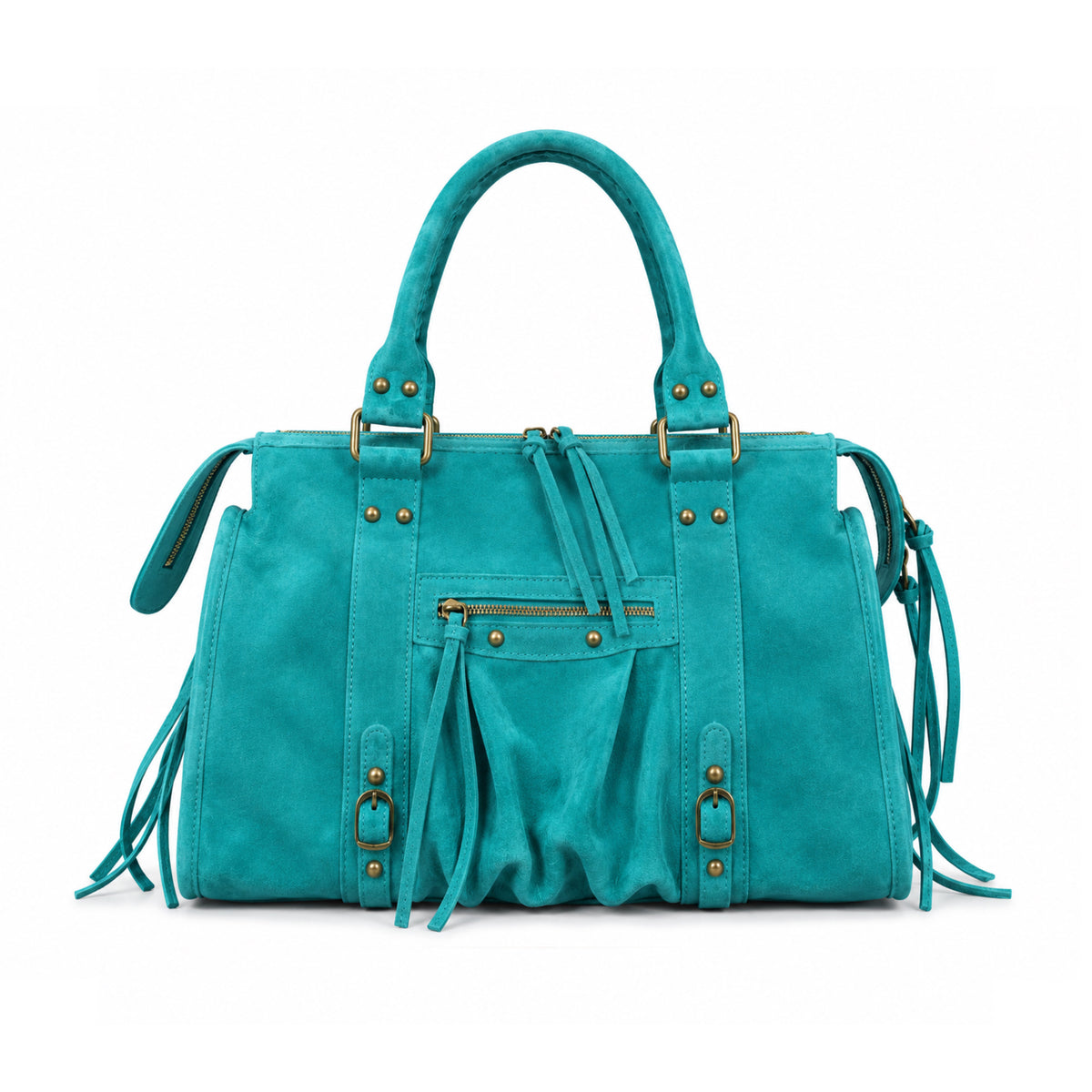 Sac city L - Turquoise en daim
