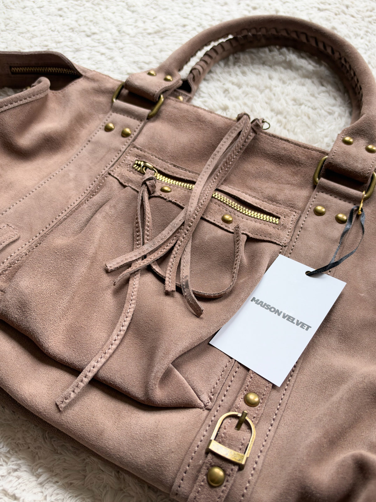 Sac City L - Marron taupe en daim
