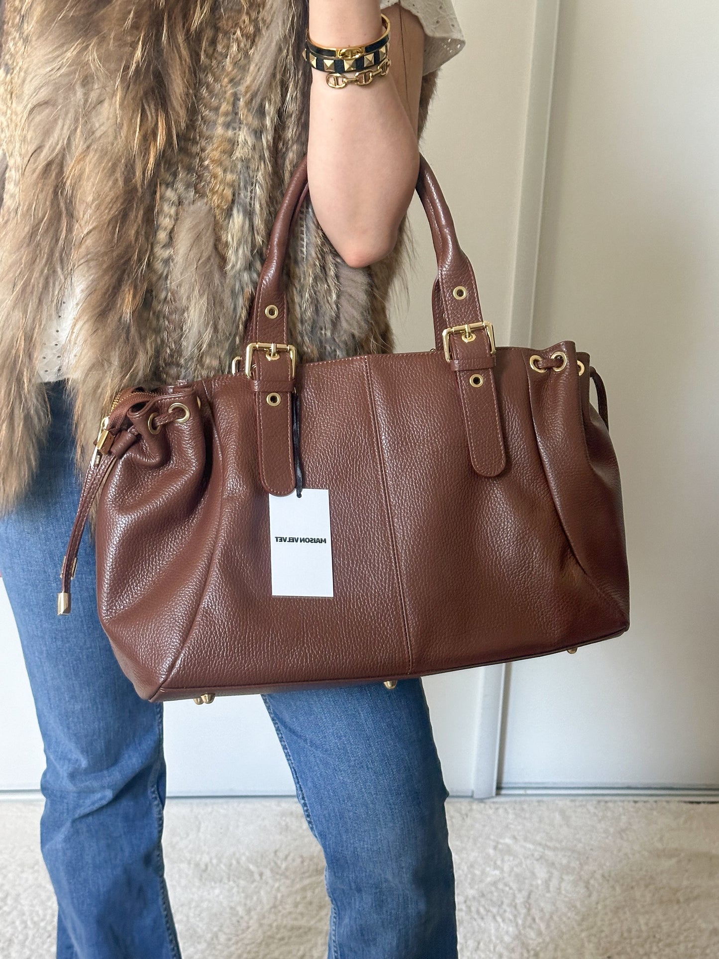Sac Stockholm L - Marron cuir grainé