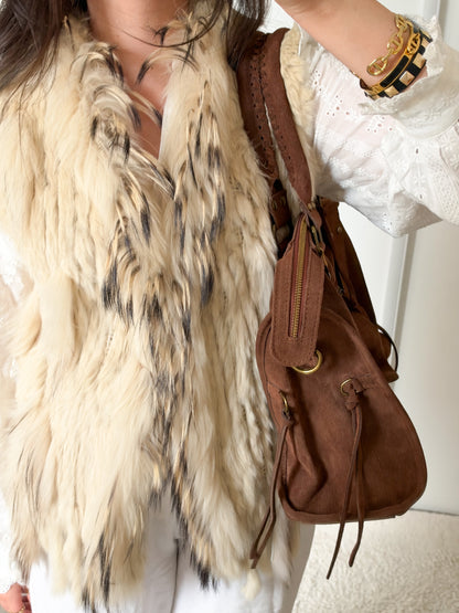 Sac city L - marron en daim