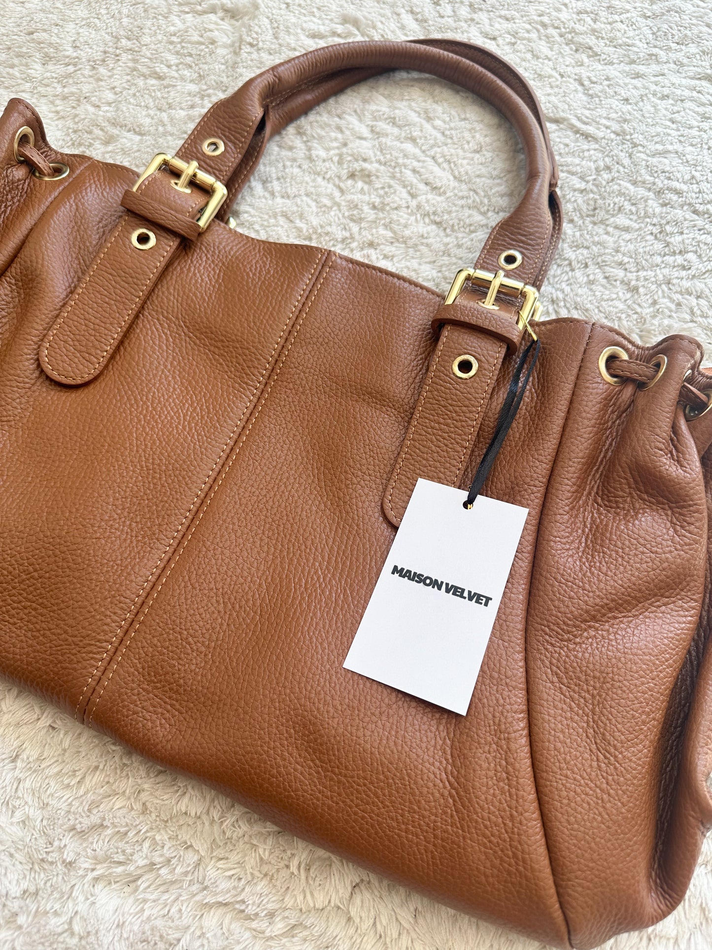 Sac Stockholm L - Camel cuir grainé