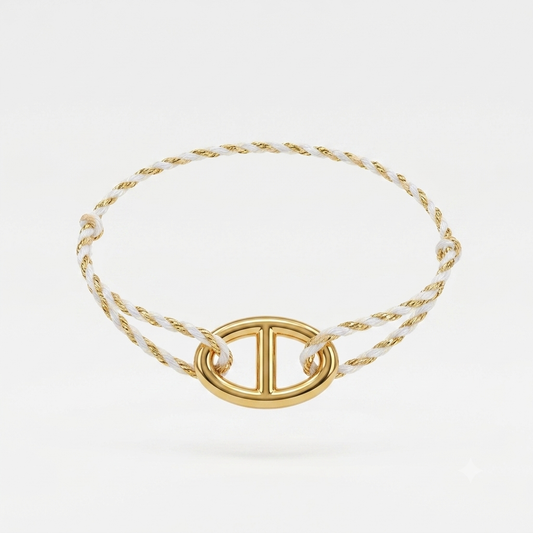 Cord bracelet - gold-plated