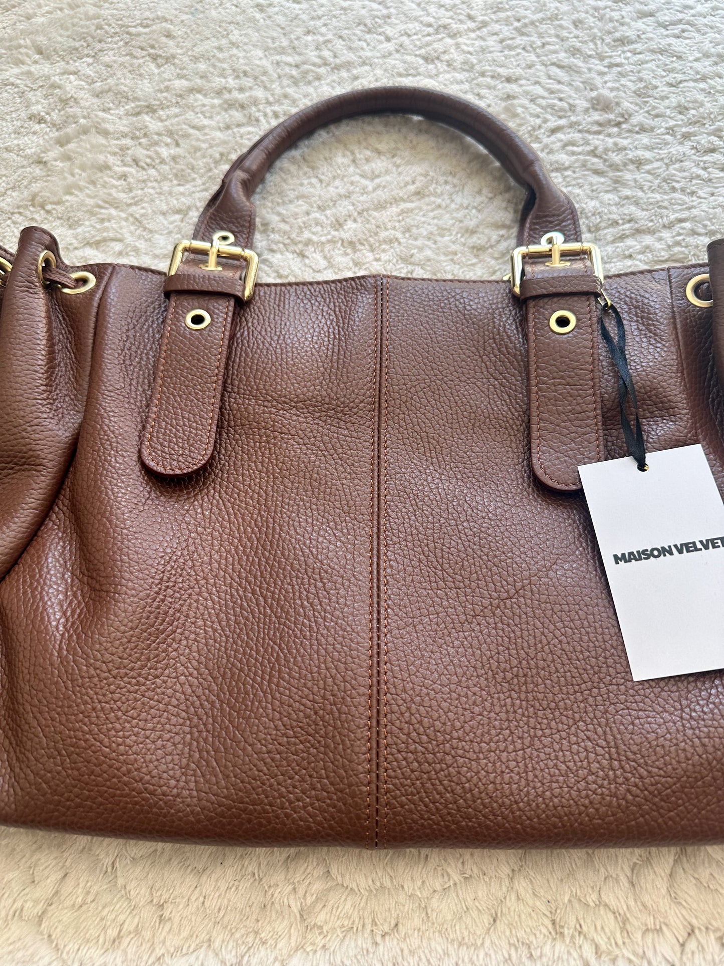 Sac Stockholm L - Marron cuir grainé