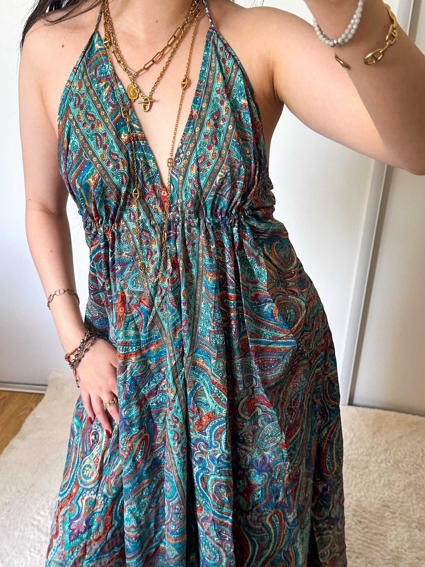 Boho jurk - Turkoois/Oranje