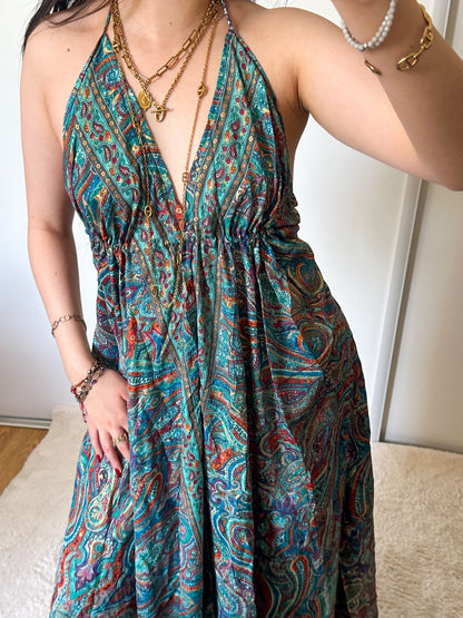 Boho jurk - Turkoois/Oranje
