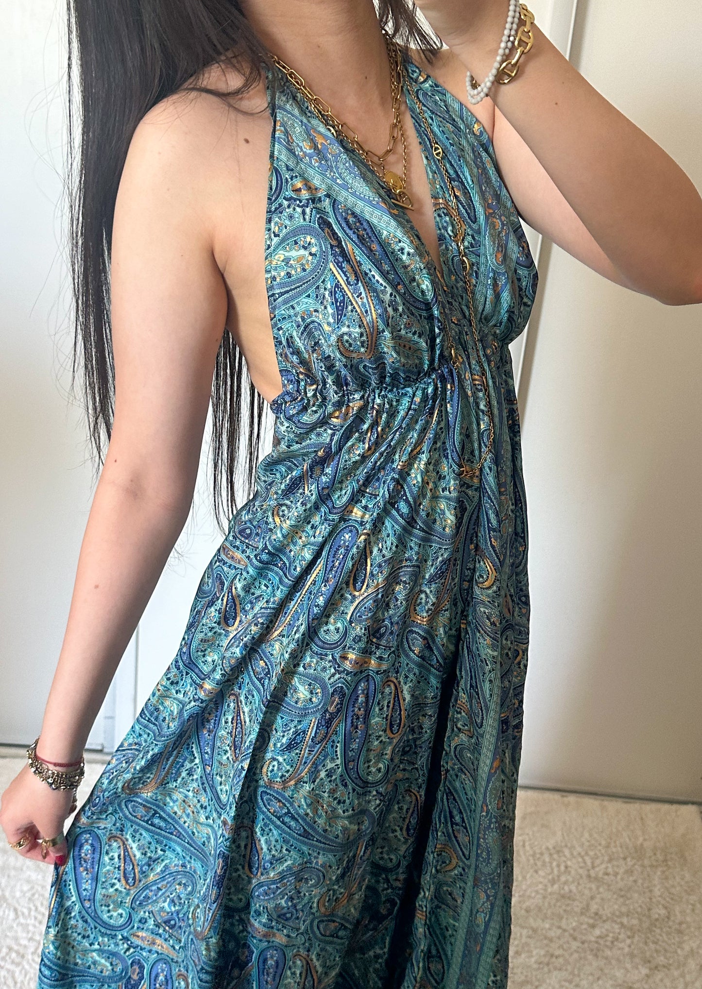 Robe bohème - Bleu marine / bleu clair