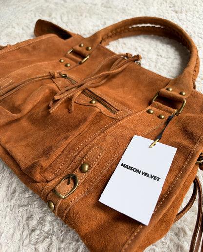 Sac City L - Camel en daim