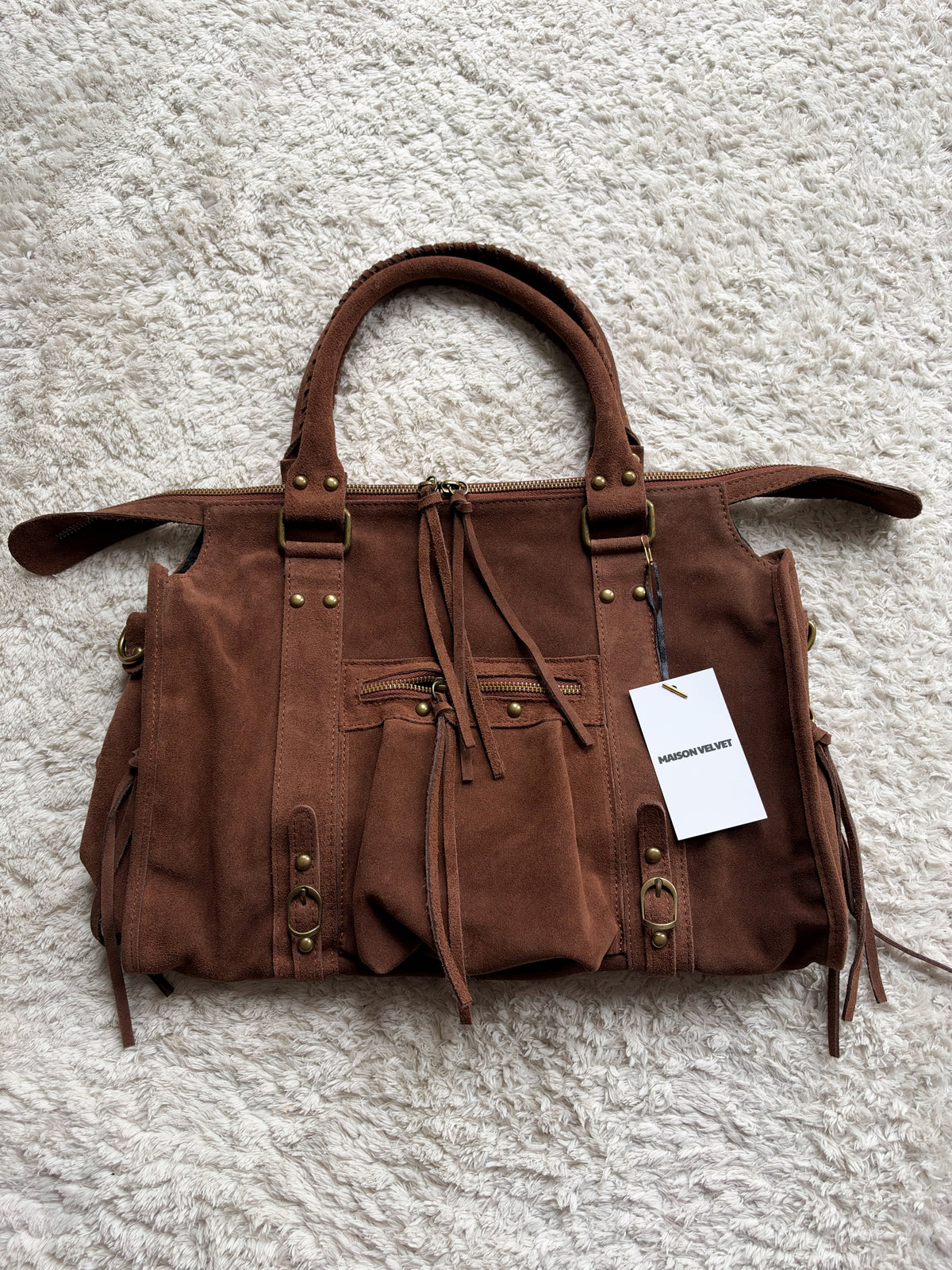 Sac city L - marron en daim