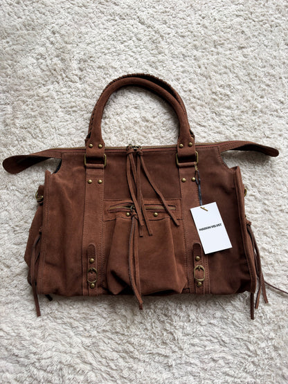 Sac city L - marron en daim