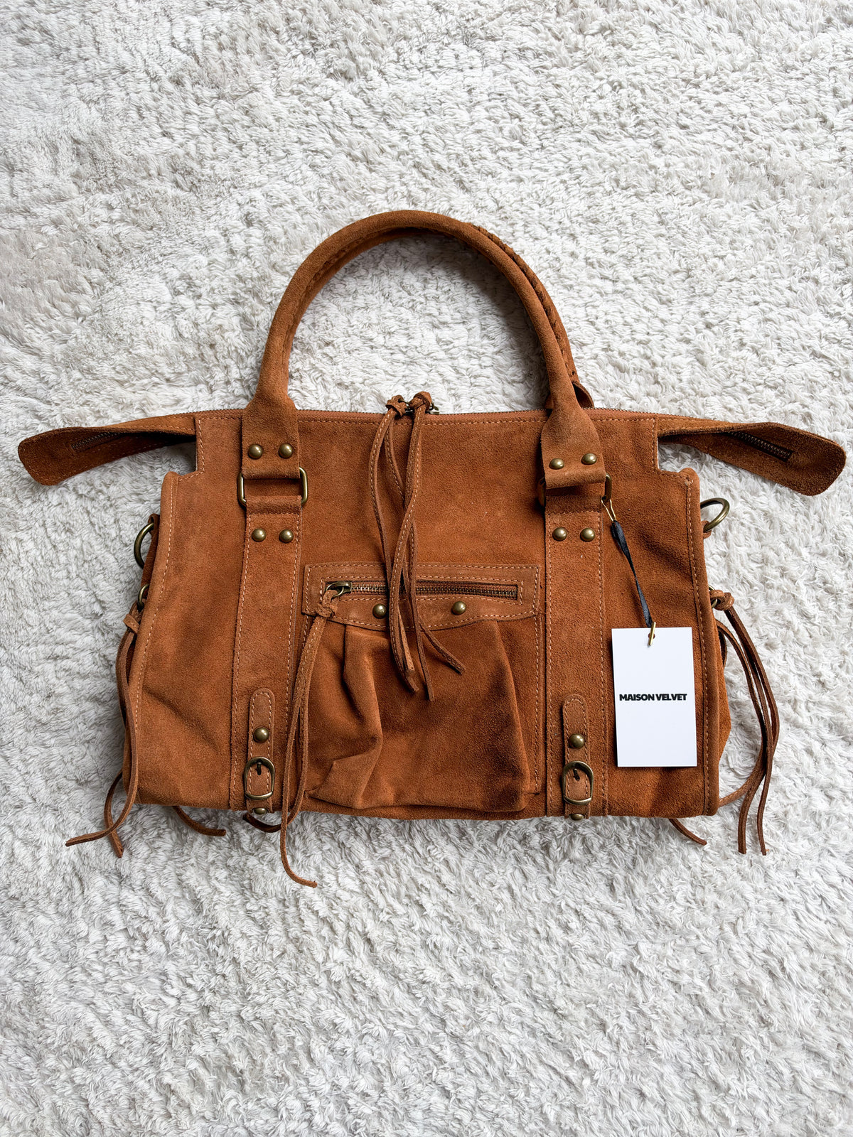 Sac City L - Camel en daim