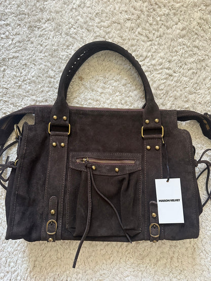 Sac City L - Marron chocolat en daim