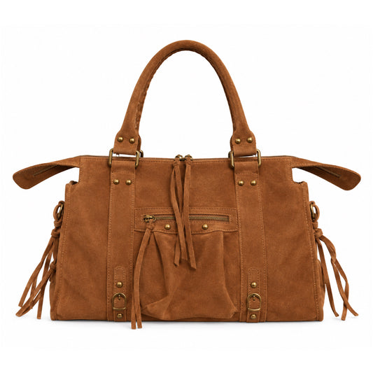 Sac City L - Camel en daim