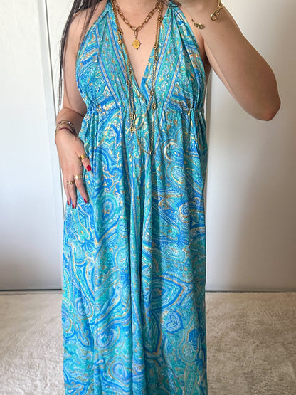 Boho jurk - 2 tinten blauw