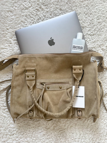 L-sized Sac City bag - light taupe suede