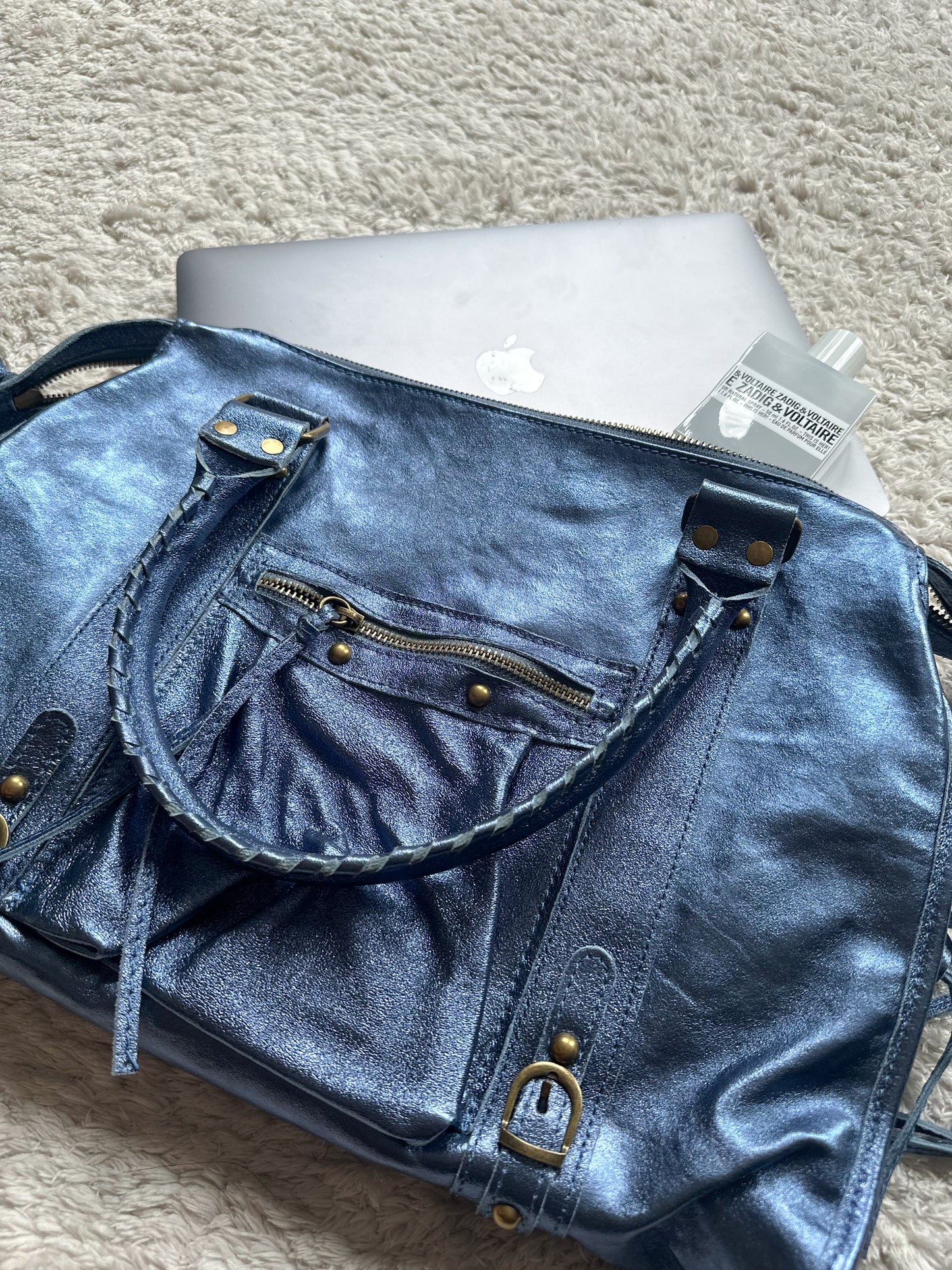 Tas City L - iriserend marineblauw