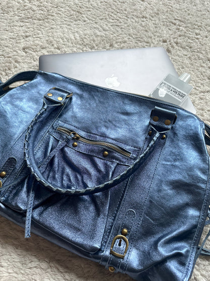 Tas City L - iriserend marineblauw