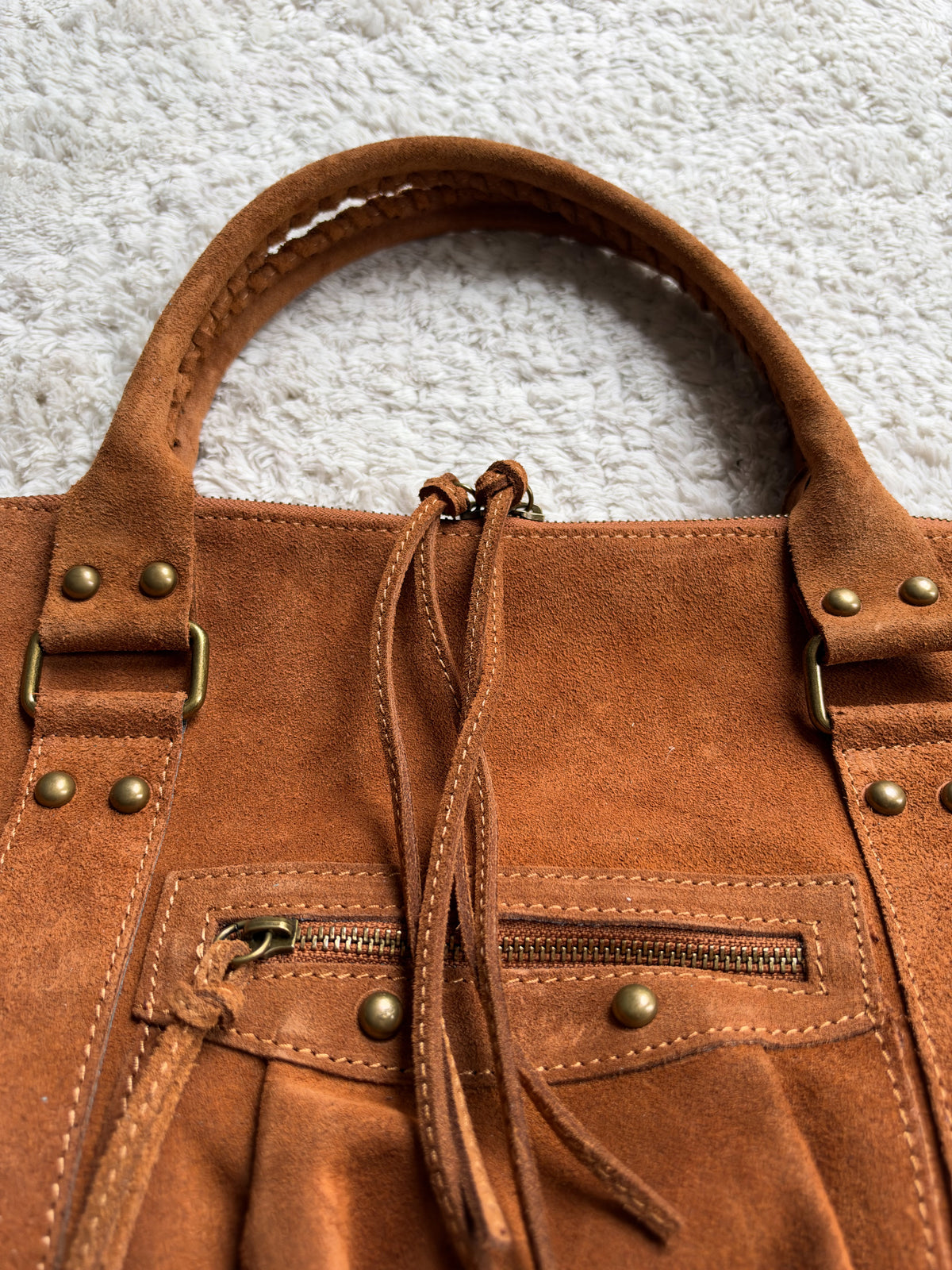 Sac City L - Camel en daim
