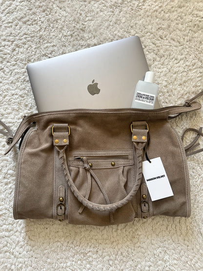 Sac city L - Taupe en daim