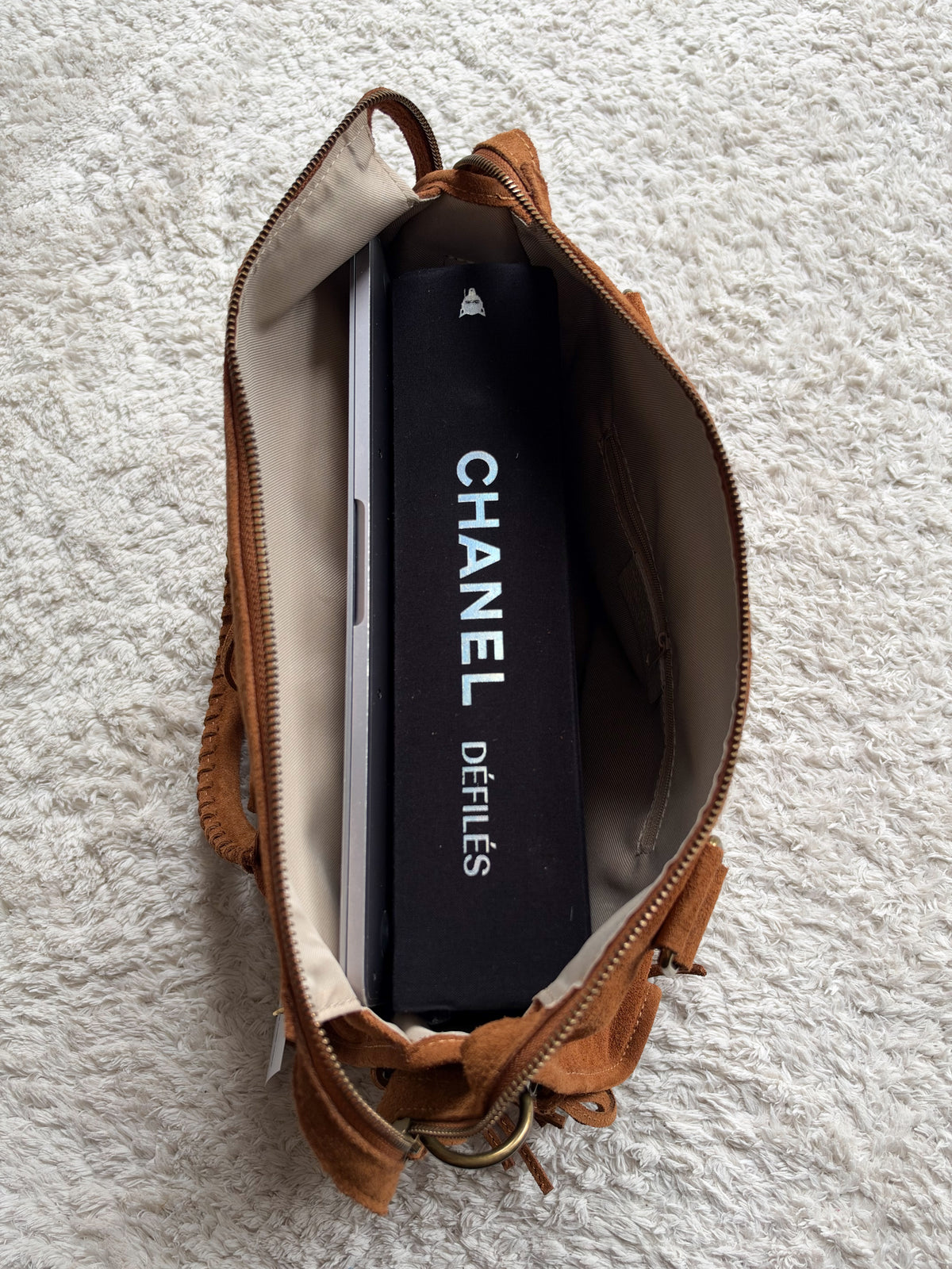 Sac City L - Camel en daim