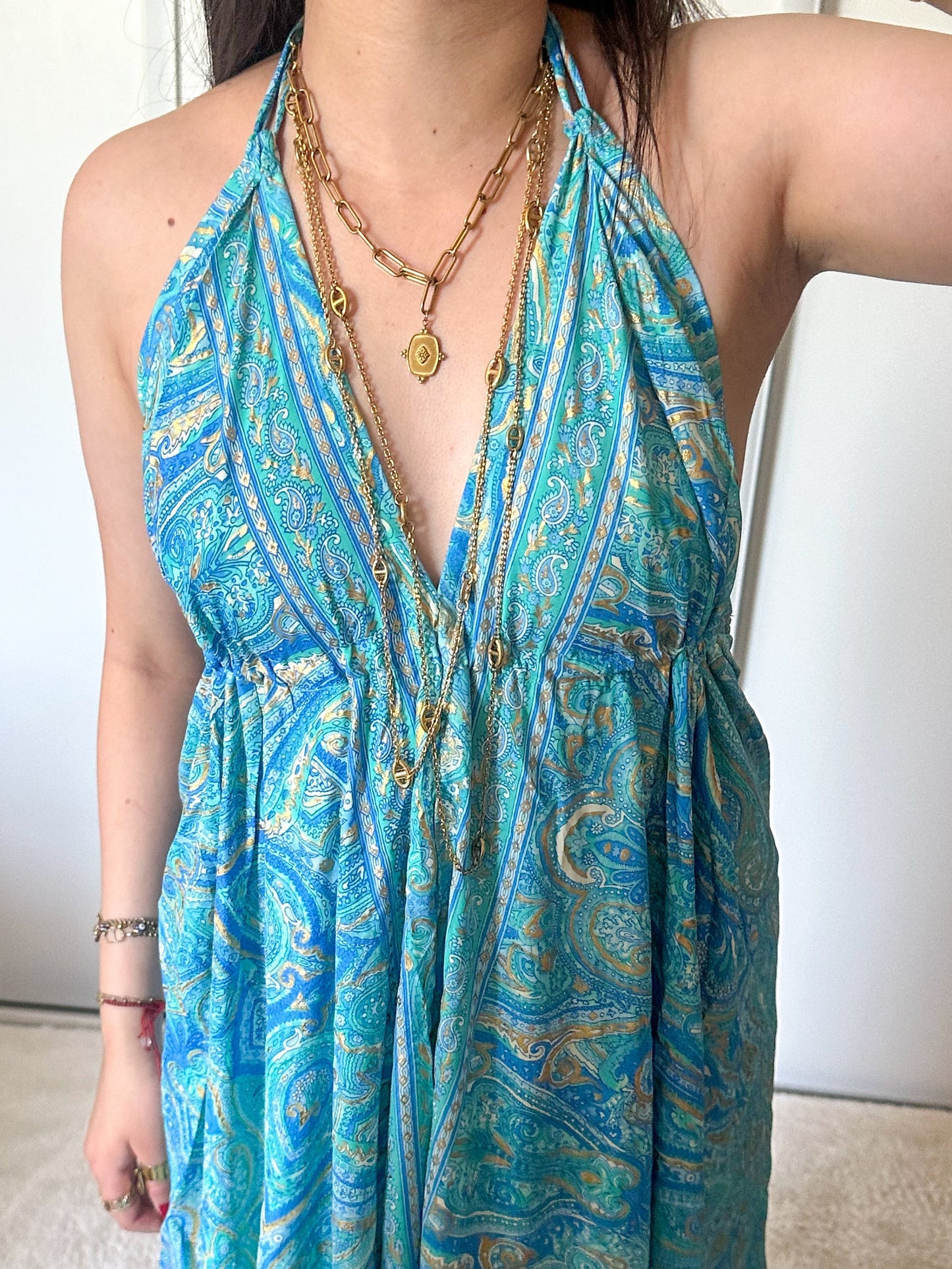 Boho jurk - 2 tinten blauw