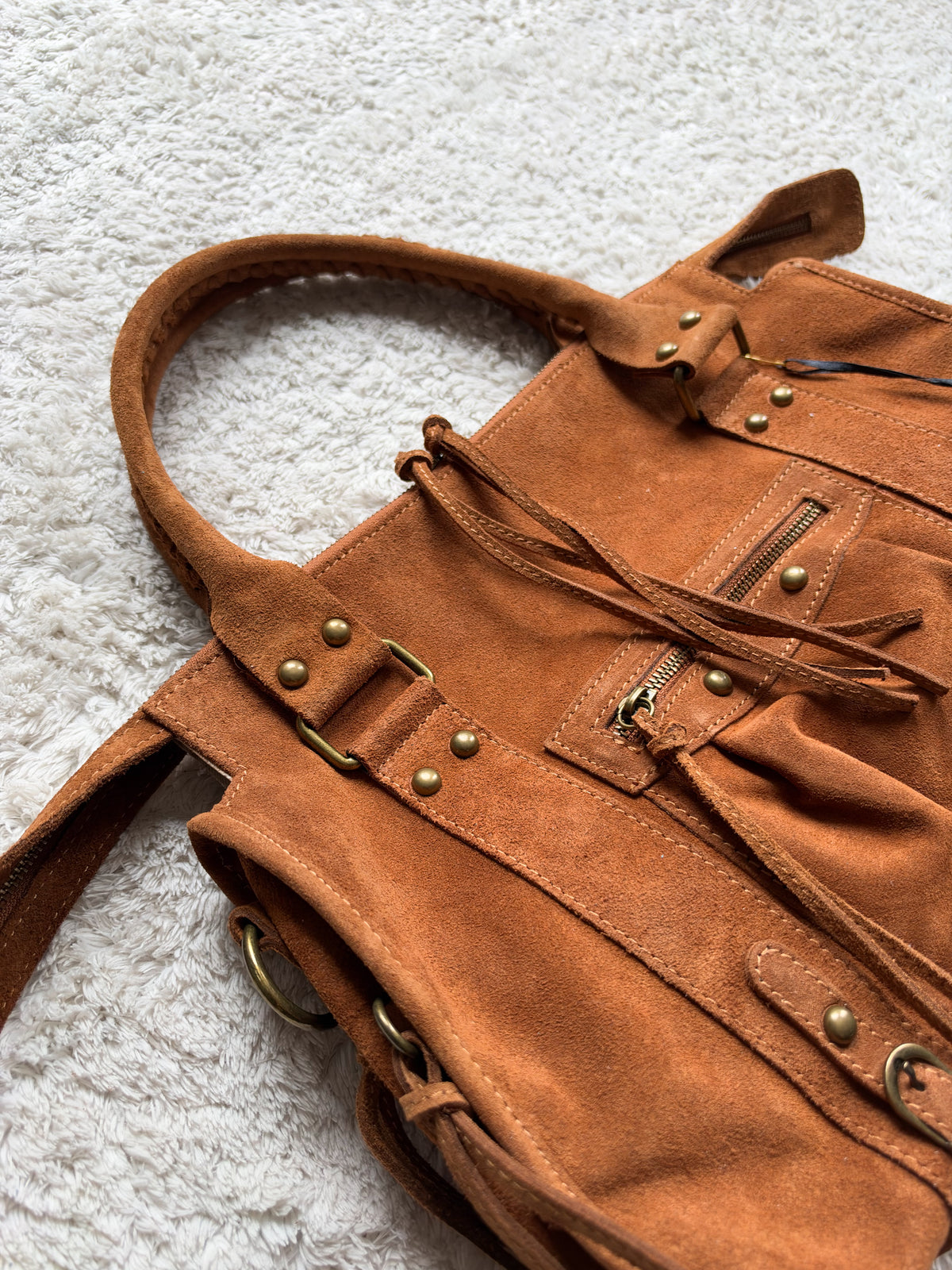 Sac City L - Camel en daim