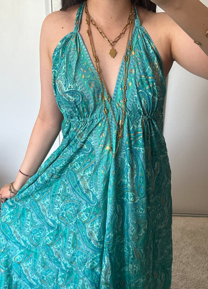 Bohemian dress - turquoise green