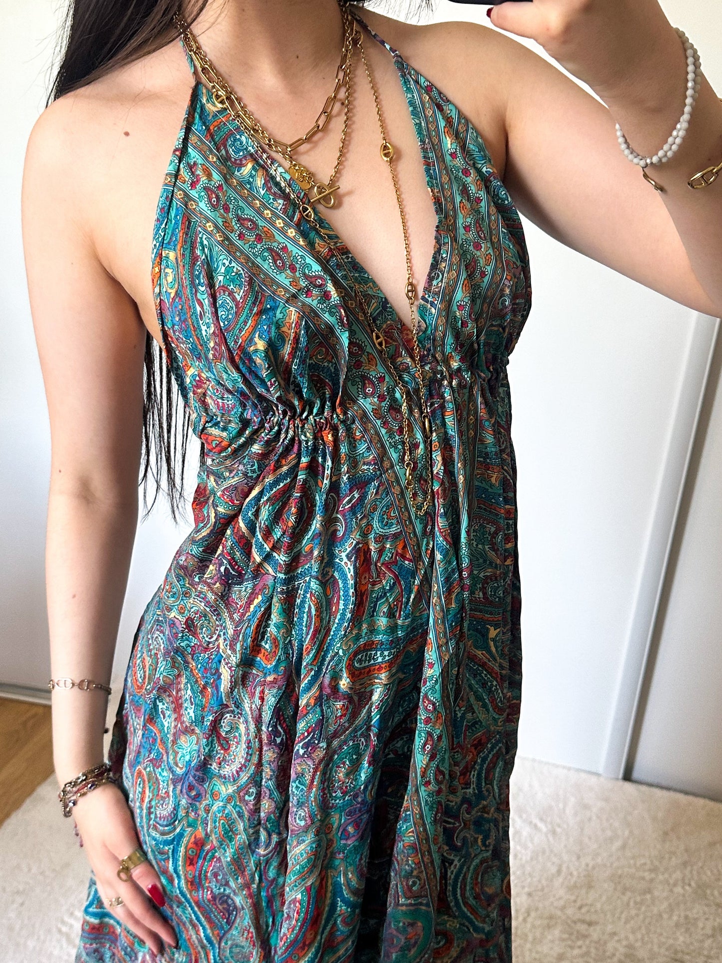 Boho jurk - Turkoois/Oranje