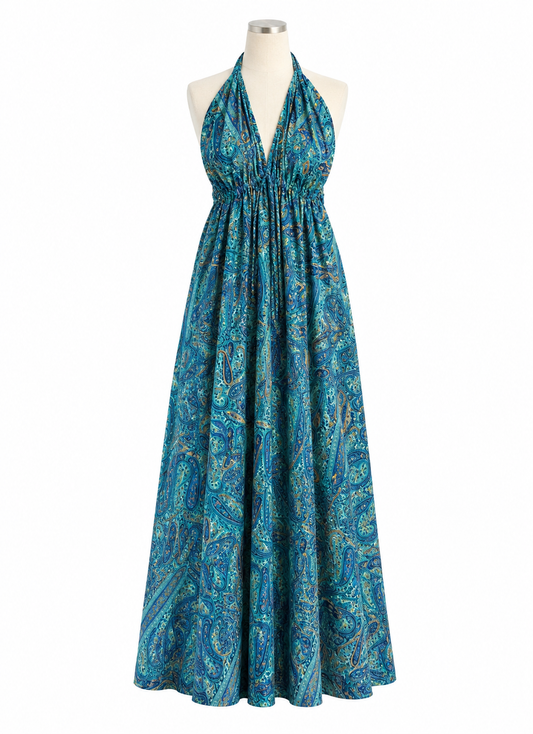 Bohemian dress - Navy / light blue