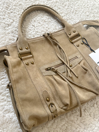 L-sized Sac City bag - light taupe suede