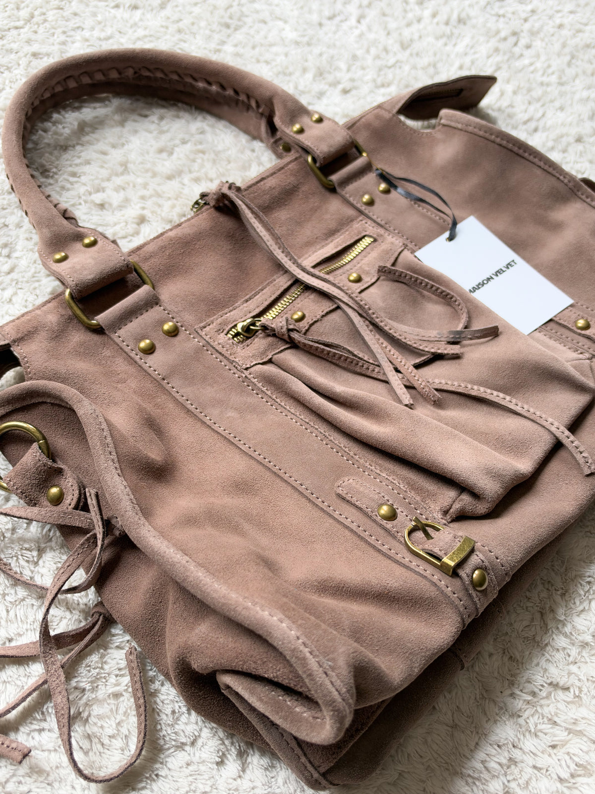Sac City L - Marron taupe en daim