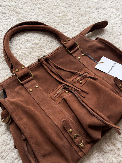 Sac city L - marron en daim