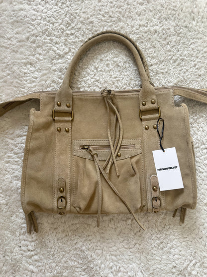 L-sized Sac City bag - light taupe suede