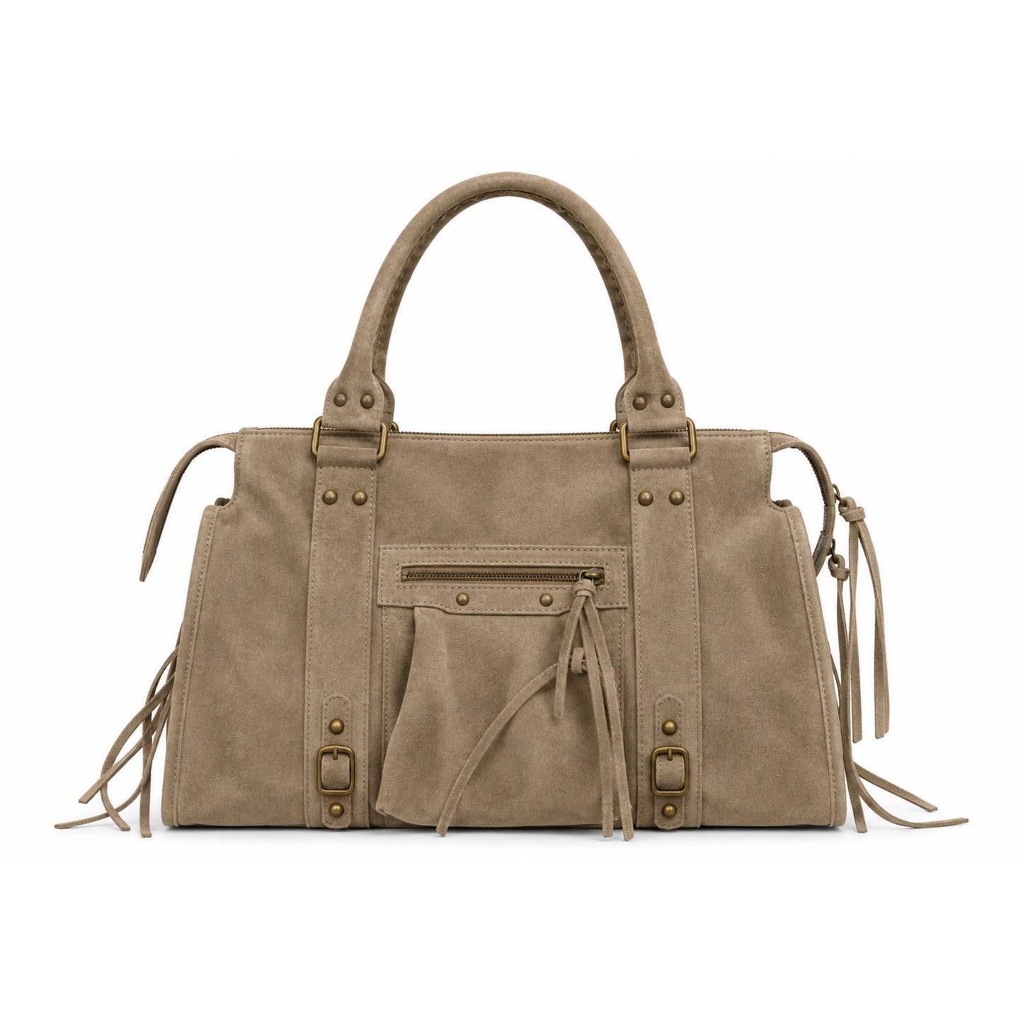 L-sized Sac City bag - light taupe suede