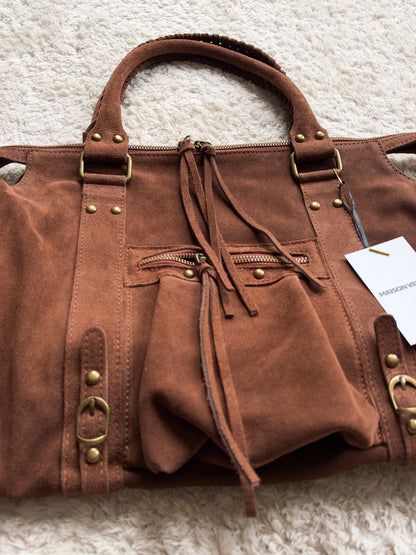 Sac city L - marron en daim