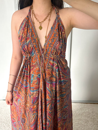 Robe bohème - Orange/ bleu