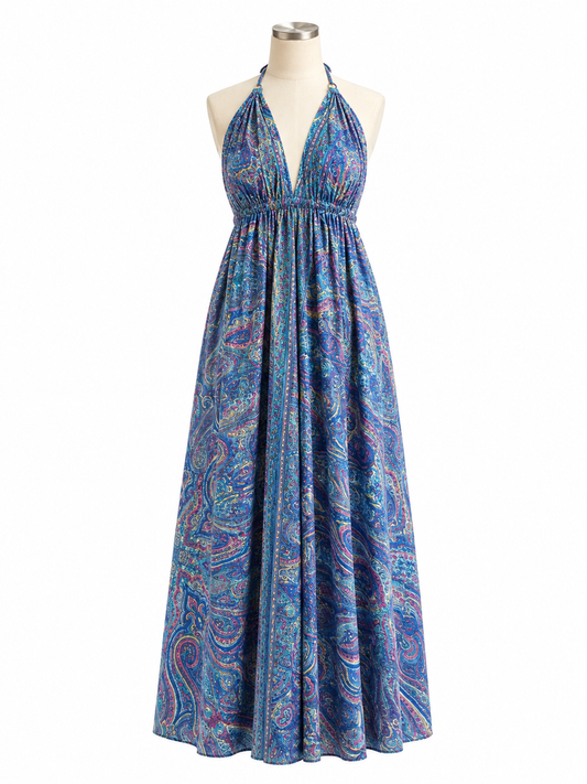 Bohemian dress - navy / pink