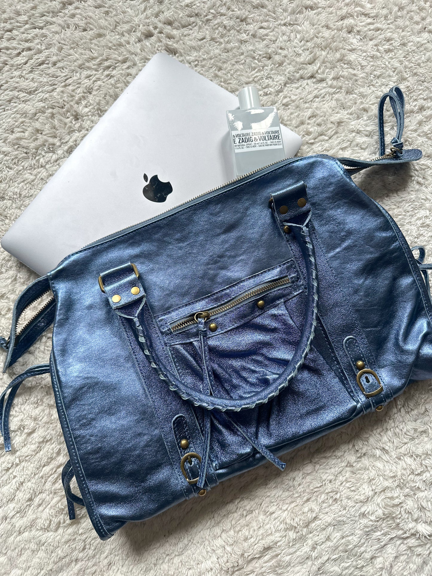 Tas City L - iriserend marineblauw